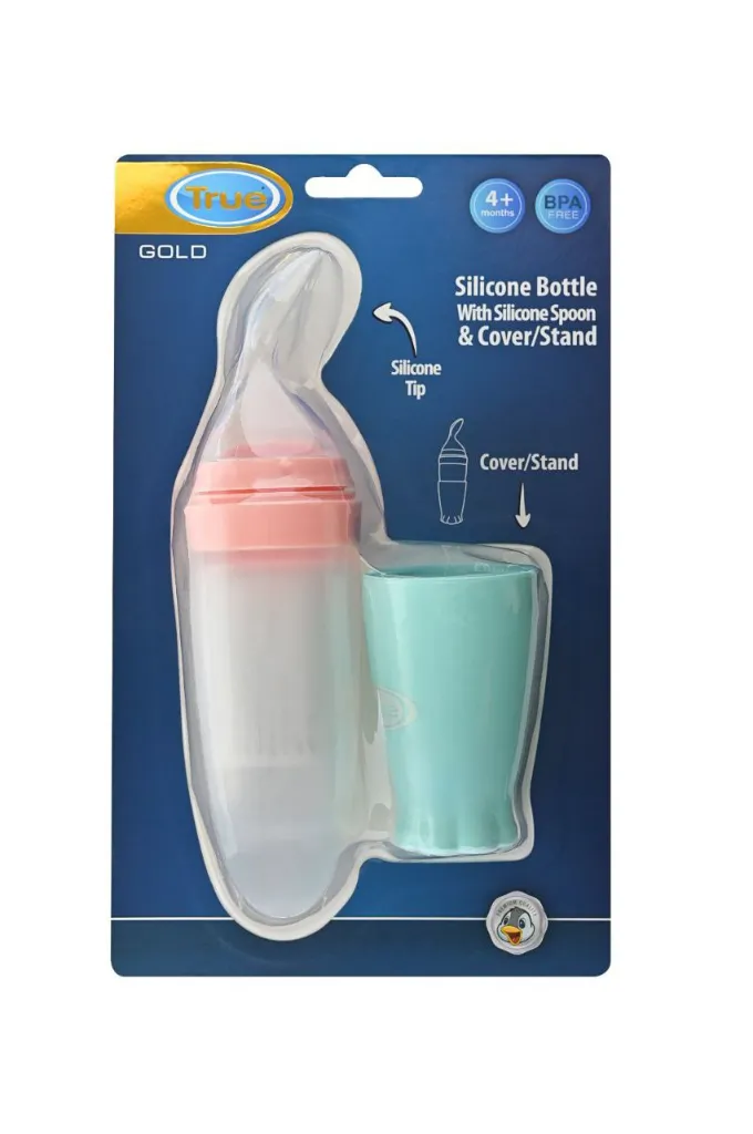 True Silicon Bottle With Silicon Spoon &Cover&Stand 110ml 4+ 1.webp
