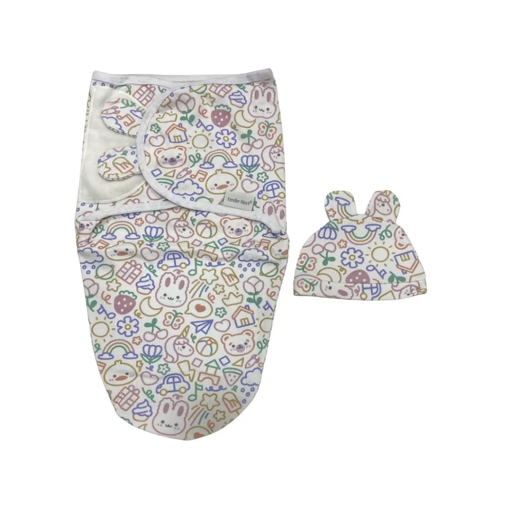 Petit bebe baby swaddle with cap toys.webp