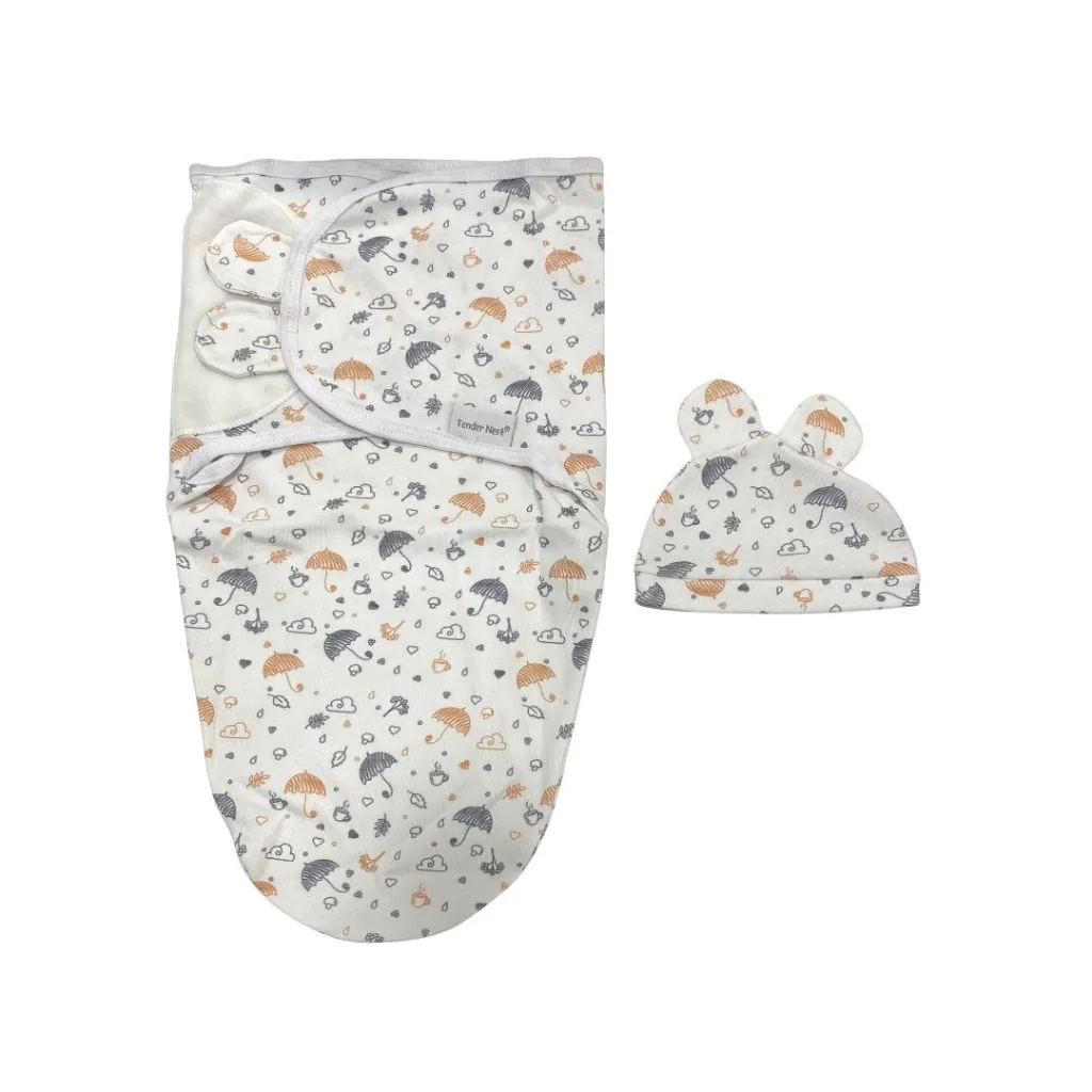 Petit bebe baby swaddle with cap umbrella.webp