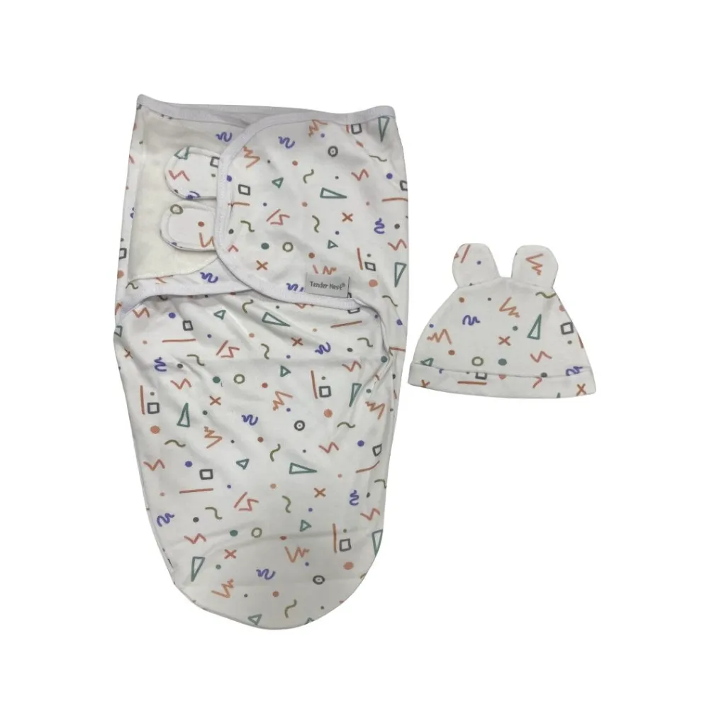 Petit bebe baby swaddle with cap convitte.webp