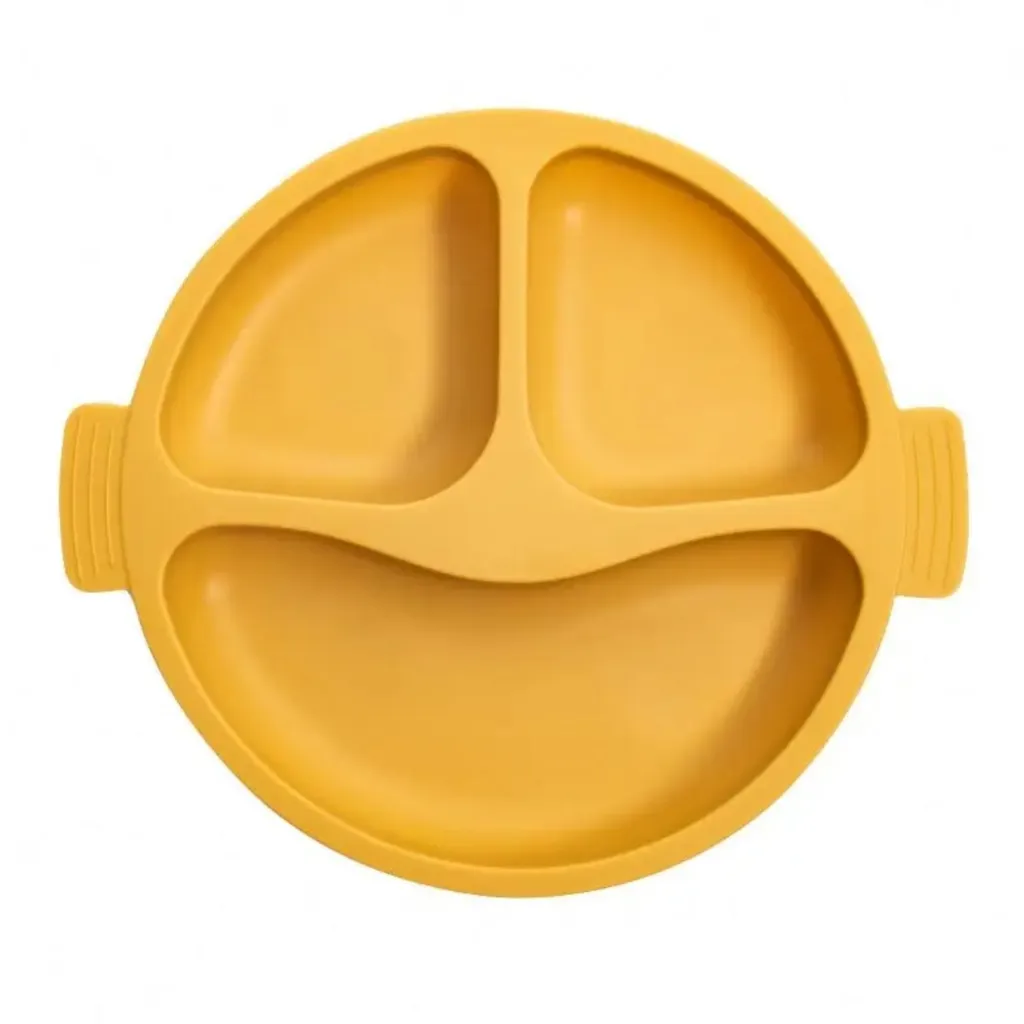 True Gold Silicon feeding set includes Plate, Fork & spoon  yellow.webp