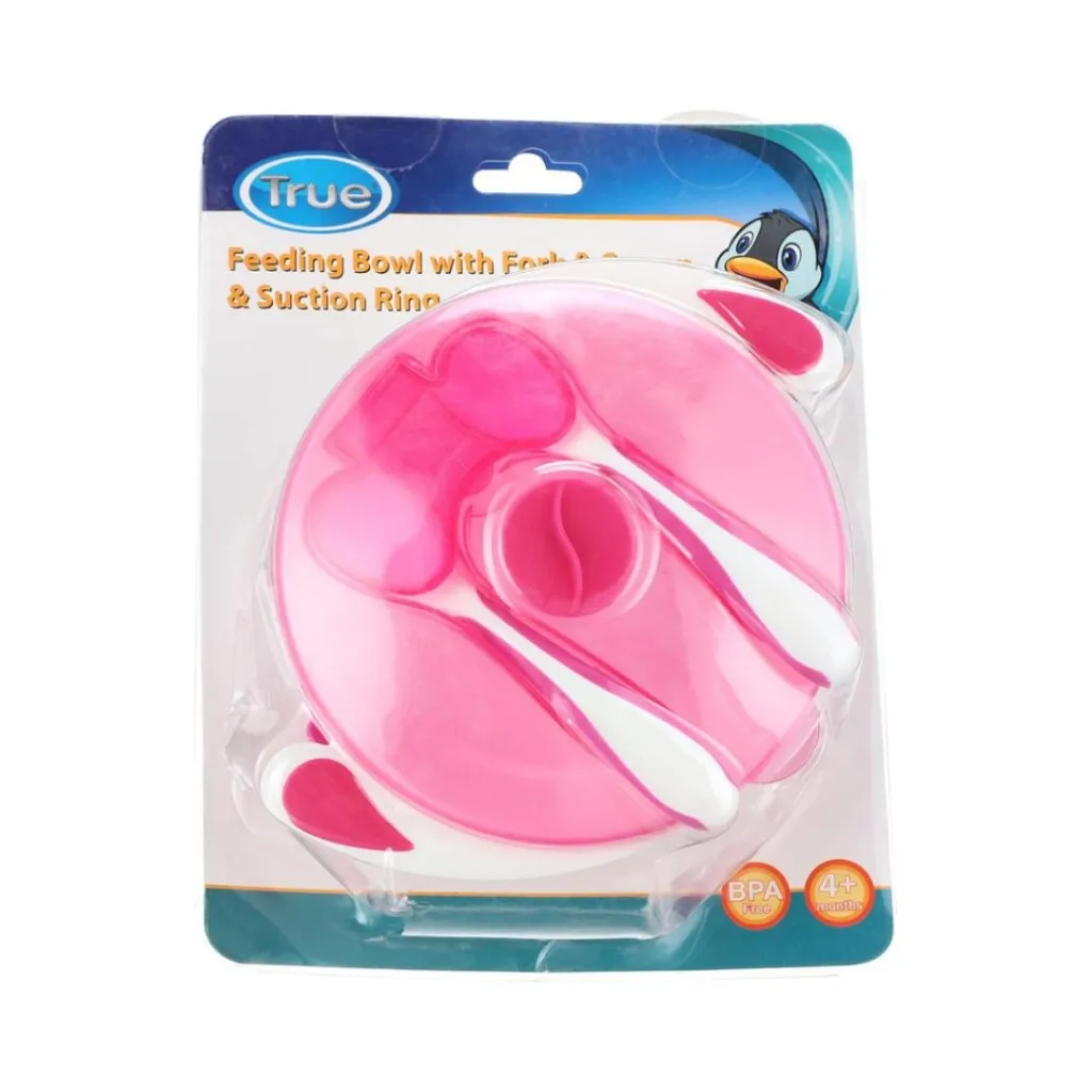 Feeding Bowl With Spoon & Suction Ring pink.webp