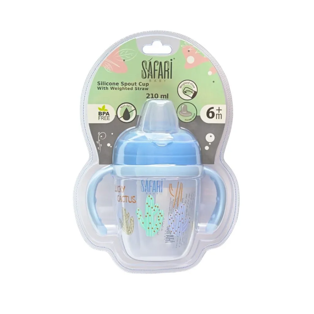 Safari Silicone Spout Cup with Weighted Straw-210ml- 6+ months 1.webp