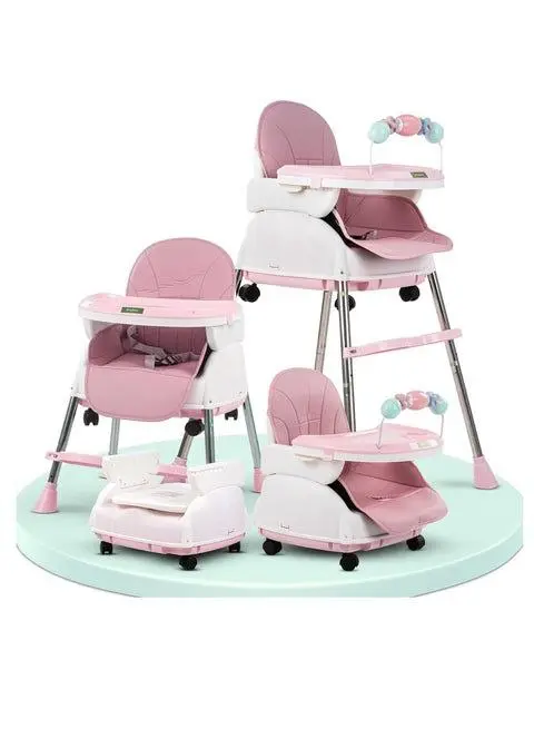 [c006-pink] كرسي اكل للاطفال 3 مستويات ارتفاع (بينك)