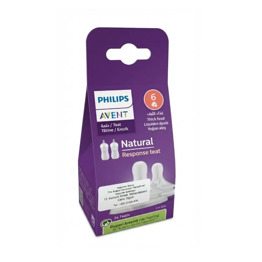 Avent Natural Response Nipple Flow 6 Thick Feed (6M+) - 2 Pack