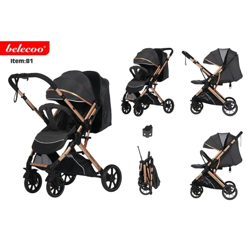 [B1A06-blk] Belecoo rev baby stroller B1 (Black)