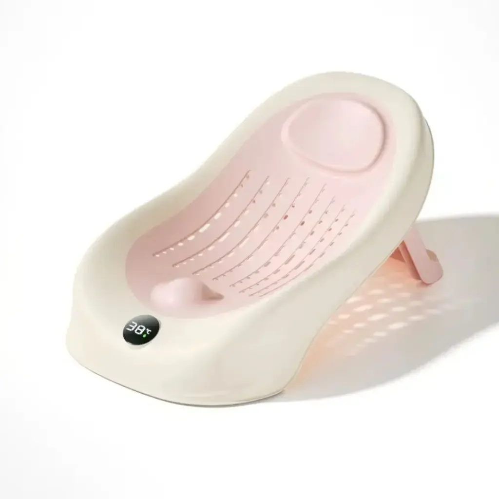 [8836] bath silicon chair with thermometer  (بينك)