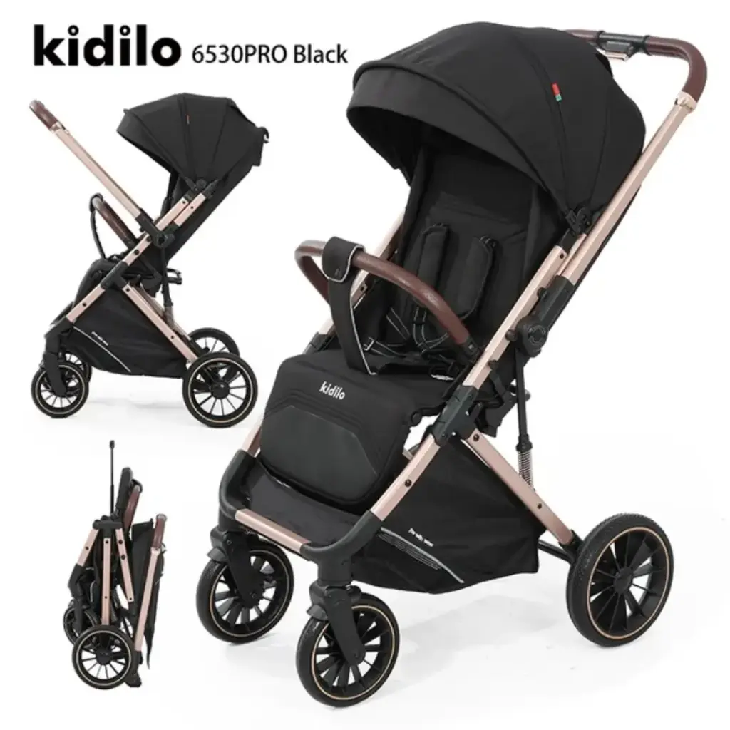 [6530 pro-blk] kidilo Baby stroller 6530 pro (اسود)