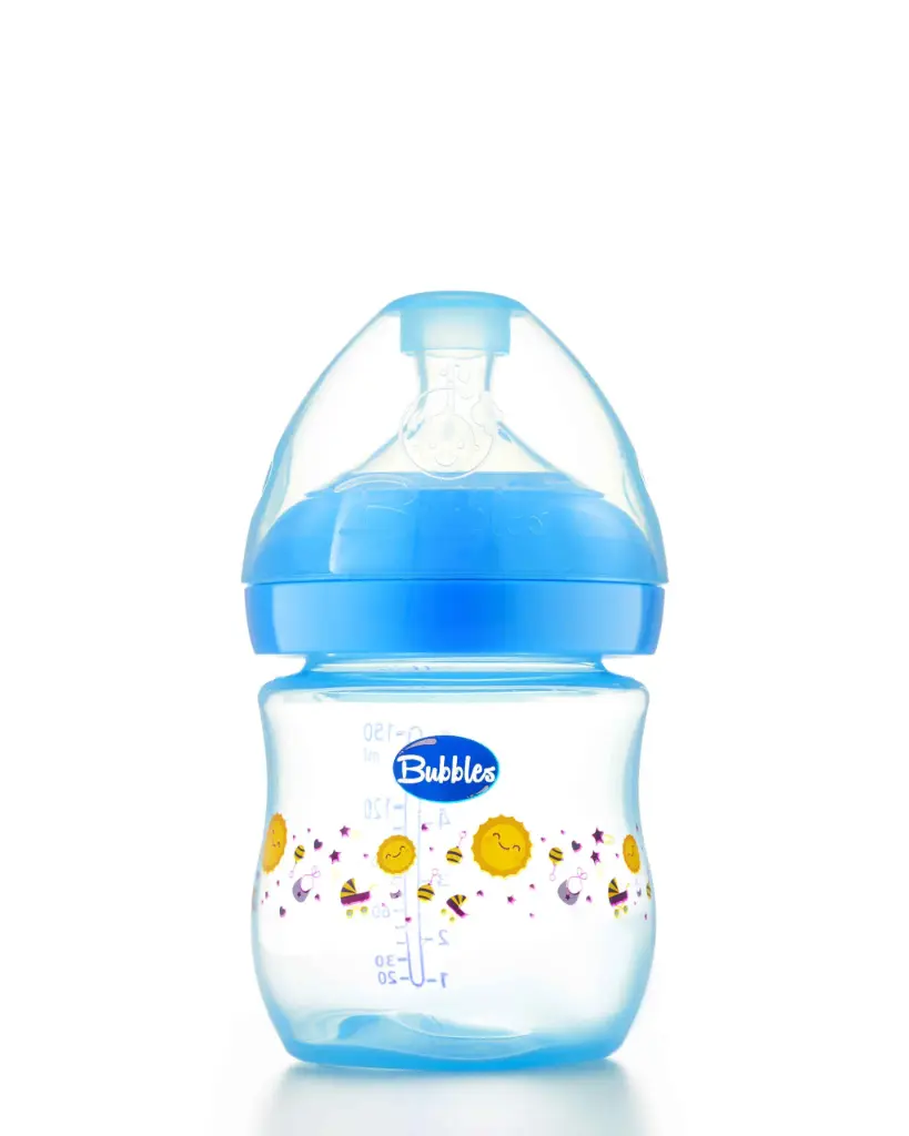Bubbles Natural Baby Bottle 150ml (1 – 6 months)  (Blue)