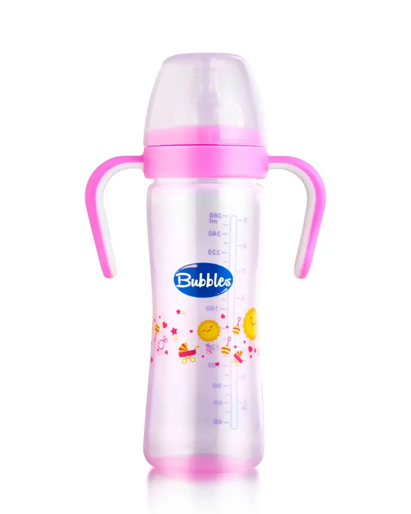 Bubbles Classic Bottle with Handles 270 ml (+6 months) (بينك)