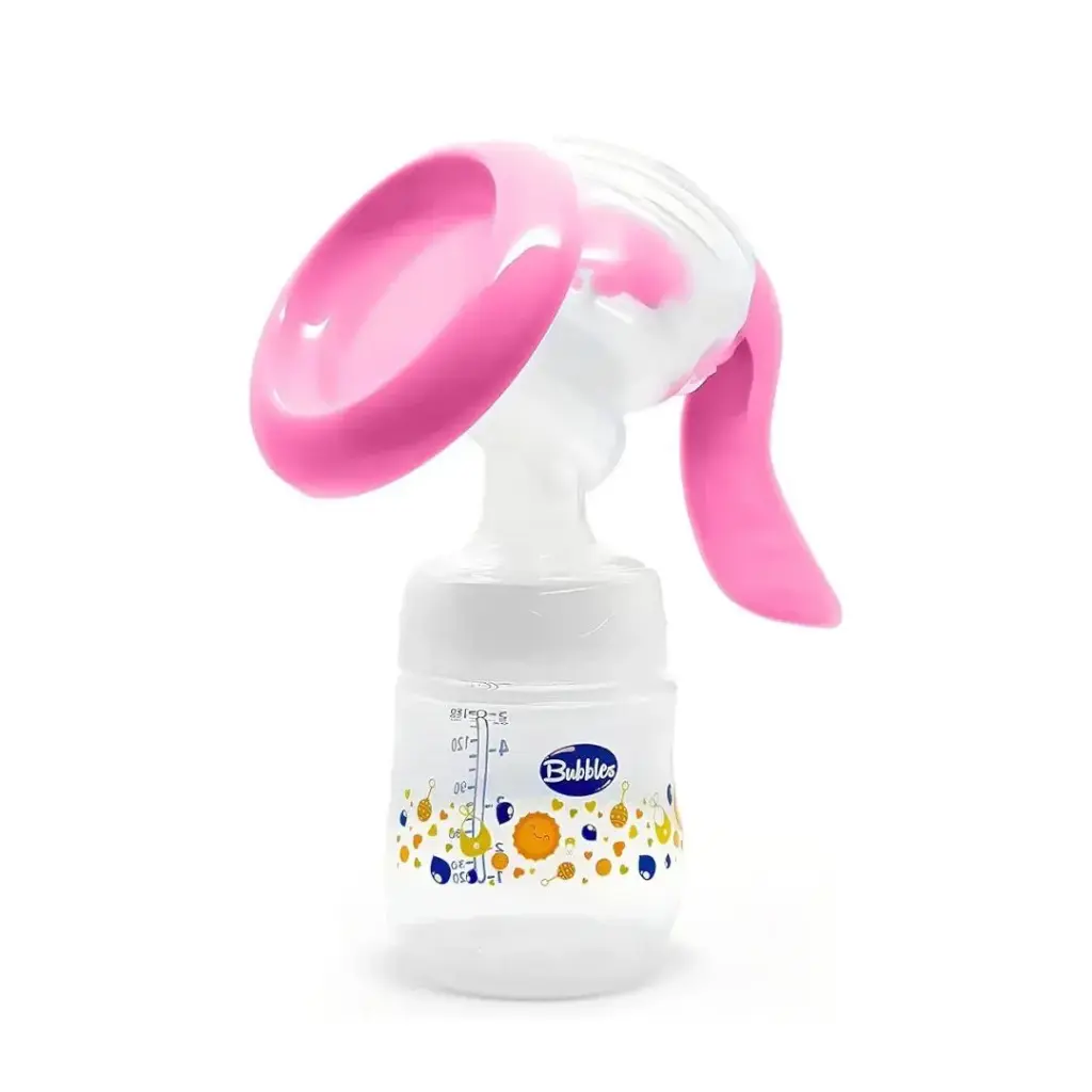 Bubbles Natural Built-in Breast Pump with Bottle – 150 ml (Pink)