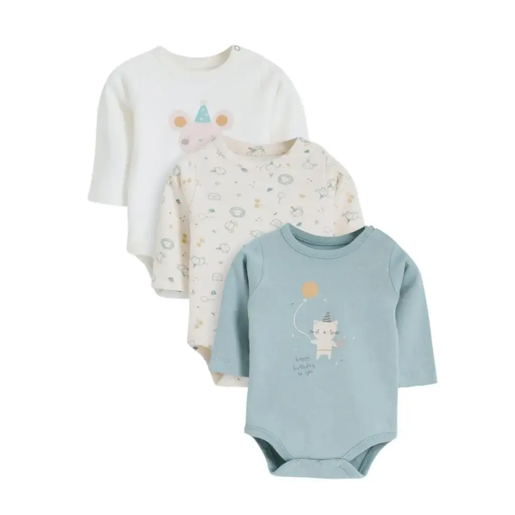 [6213-81] junior happy birth day body suit set long sleev(6-9)               