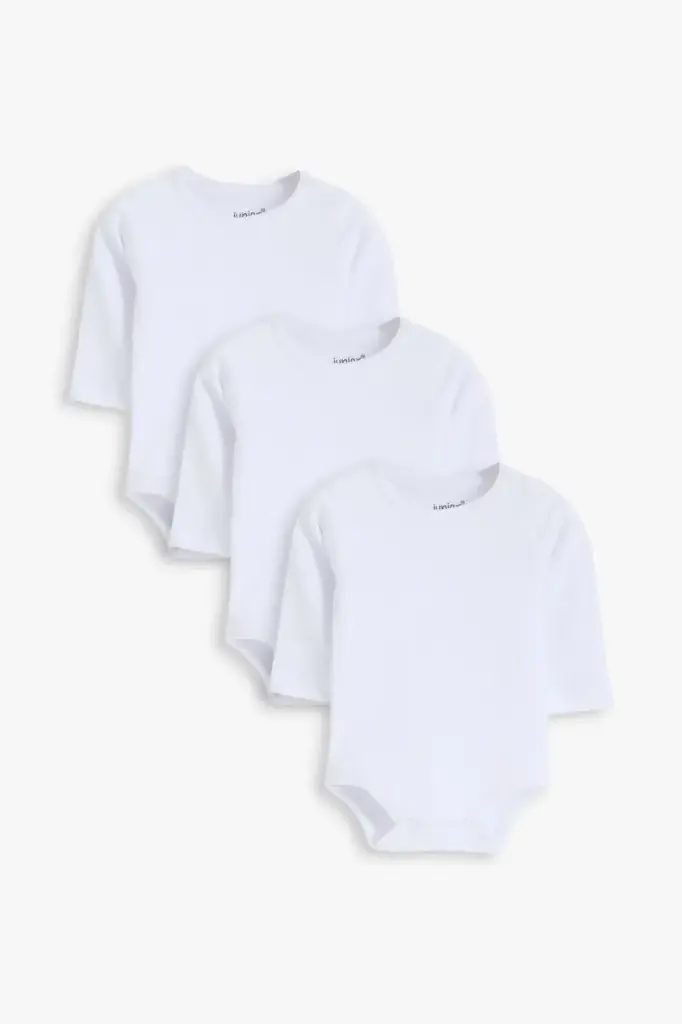 [6213-85] junior plain white body suit set long sleev(6-9)                  