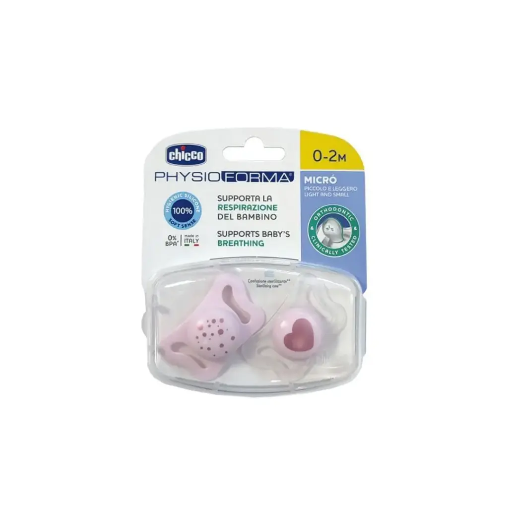[8058664156016] chicco soother micro 0-2(2pcs)pink