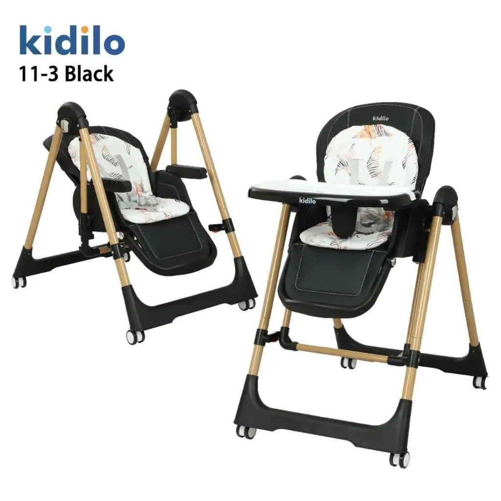 [11-3 blk] kidilo baby feeding chair & swing  (Black)