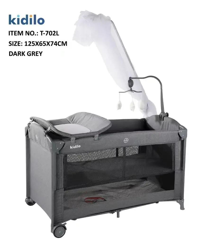 [T-702L-dark gray] kidilo Baby bed T-702L (Dark gray)