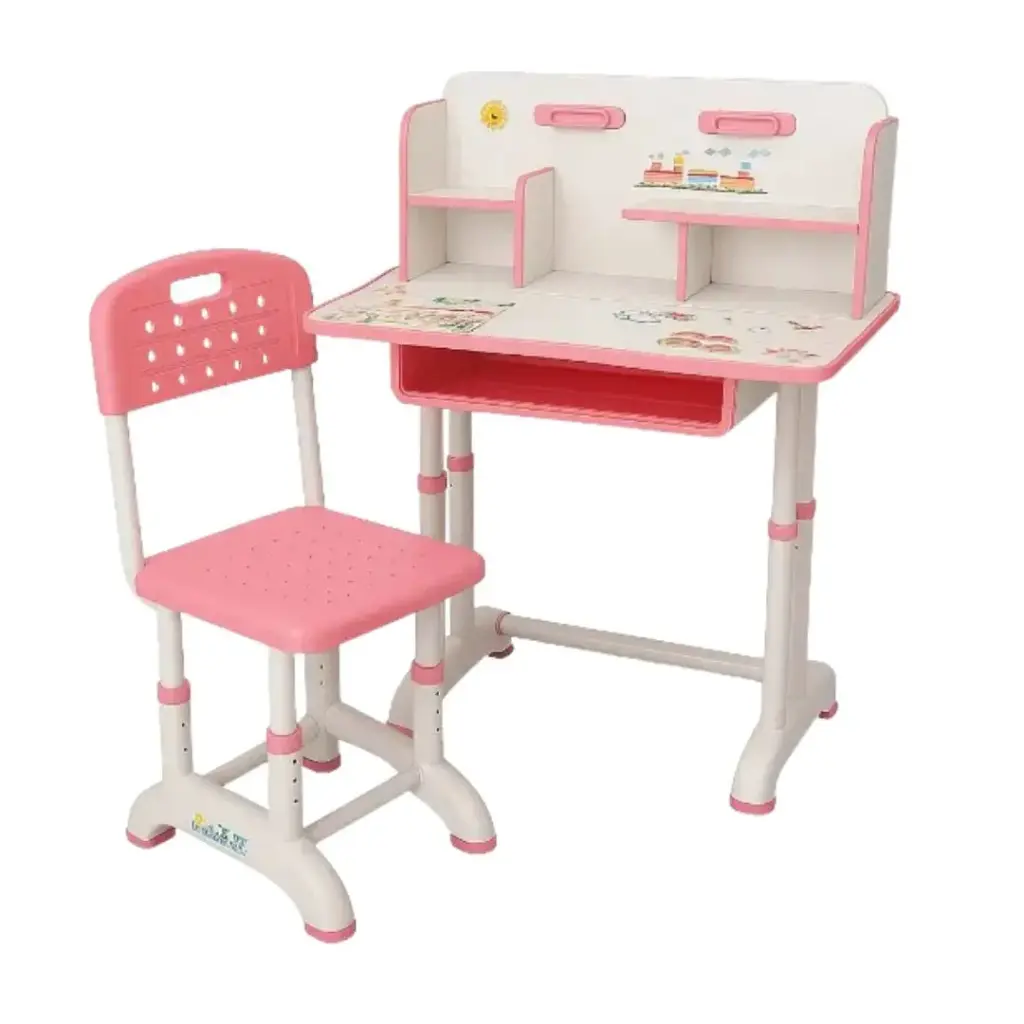 [825-1-pink] Sunshine Practical Kids Desk and Chair Set  (Pink)
