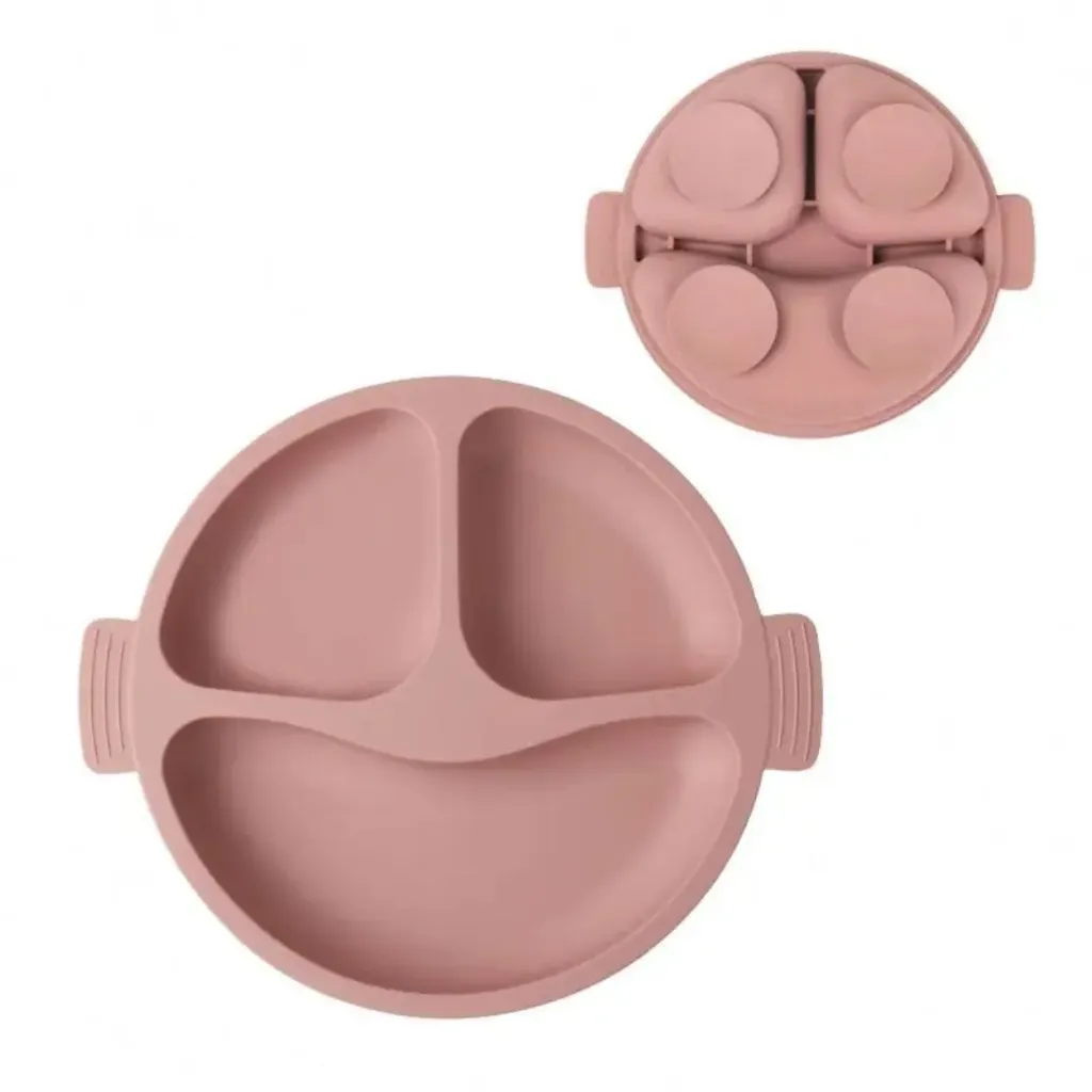 [2024502] True Gold Silicon feeding set includes Plate, Fork & spoon 