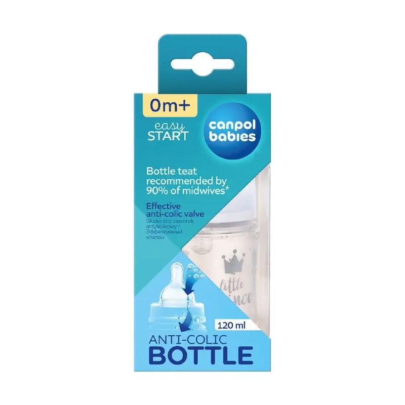 [35/233_BLU] Canpol babies EasyStart Anti-colic Wide Neck Bottle 120ml PP ROYAL BABY blue