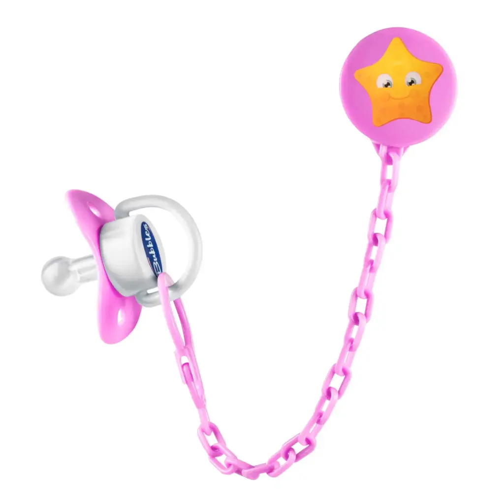 Bubbles Beveled Soother with Chain(new born) (pink)