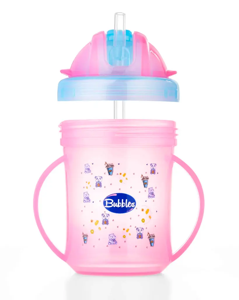Bubbles Straw Cup 200ml for Kids from 1 Year (بينك)