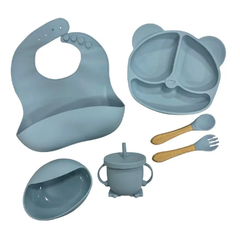 silicon feeding set 6pcs  (Blue)