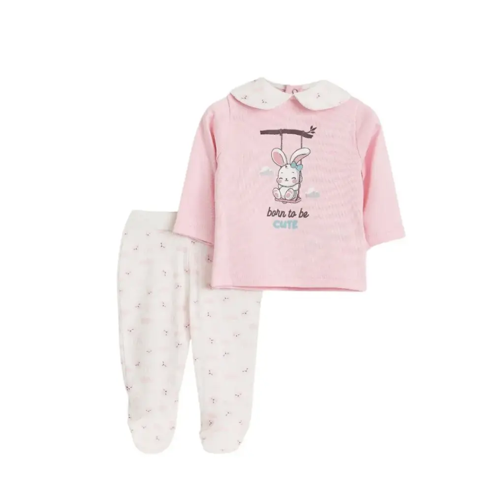 [3-2652-26] Junior Born to be cute Baby Byjama 2pcs long Sleev(0-3)      