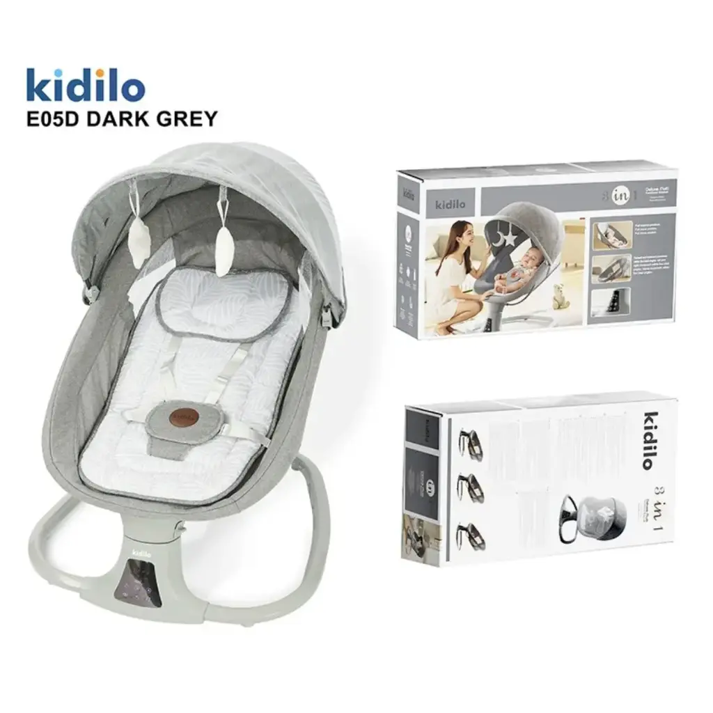 [E05D-dgry] Kidilo Electric Baby Swing  (Dark gray)