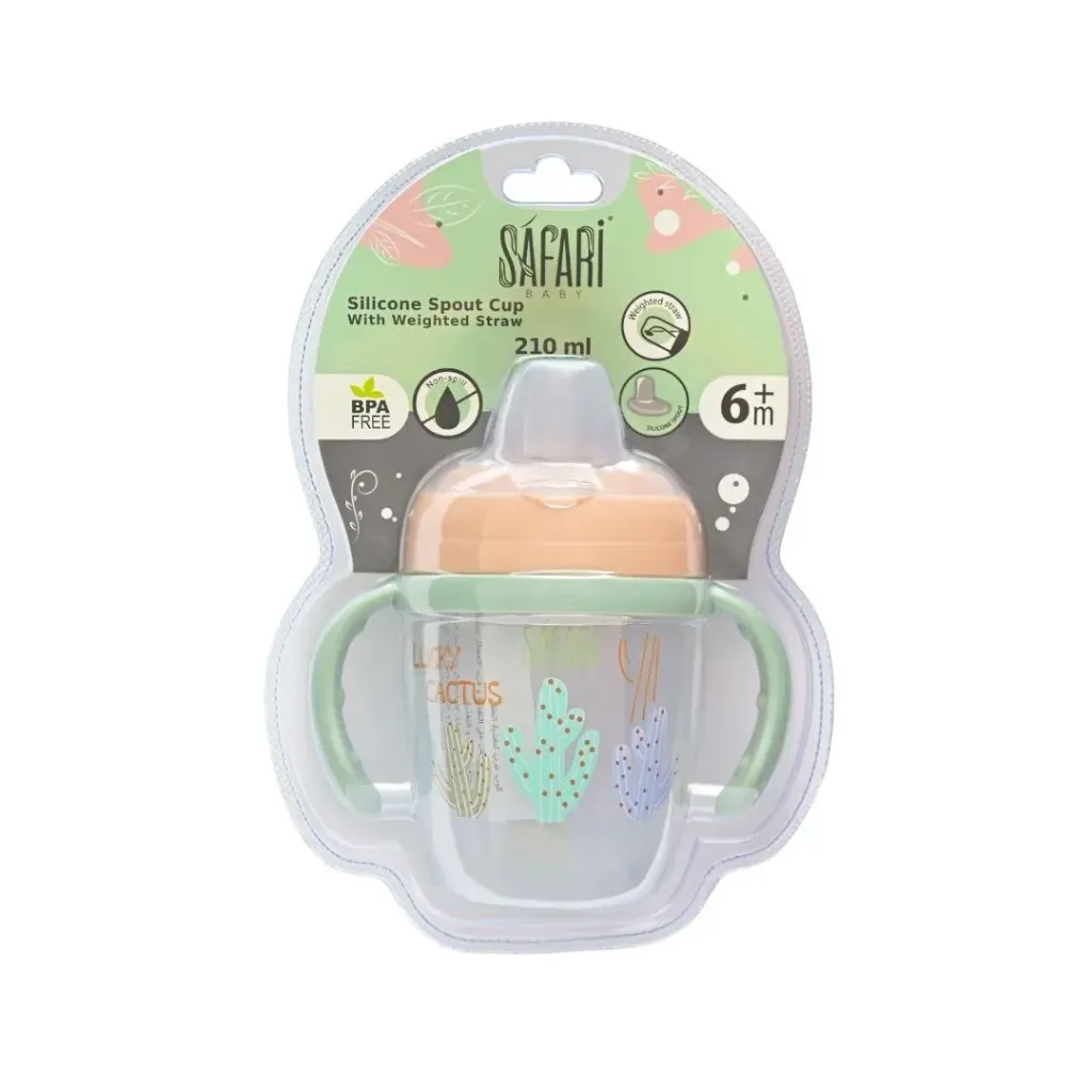 [S203] Safari Silicone Spout Cup with Weighted Straw-210ml- 6+ months