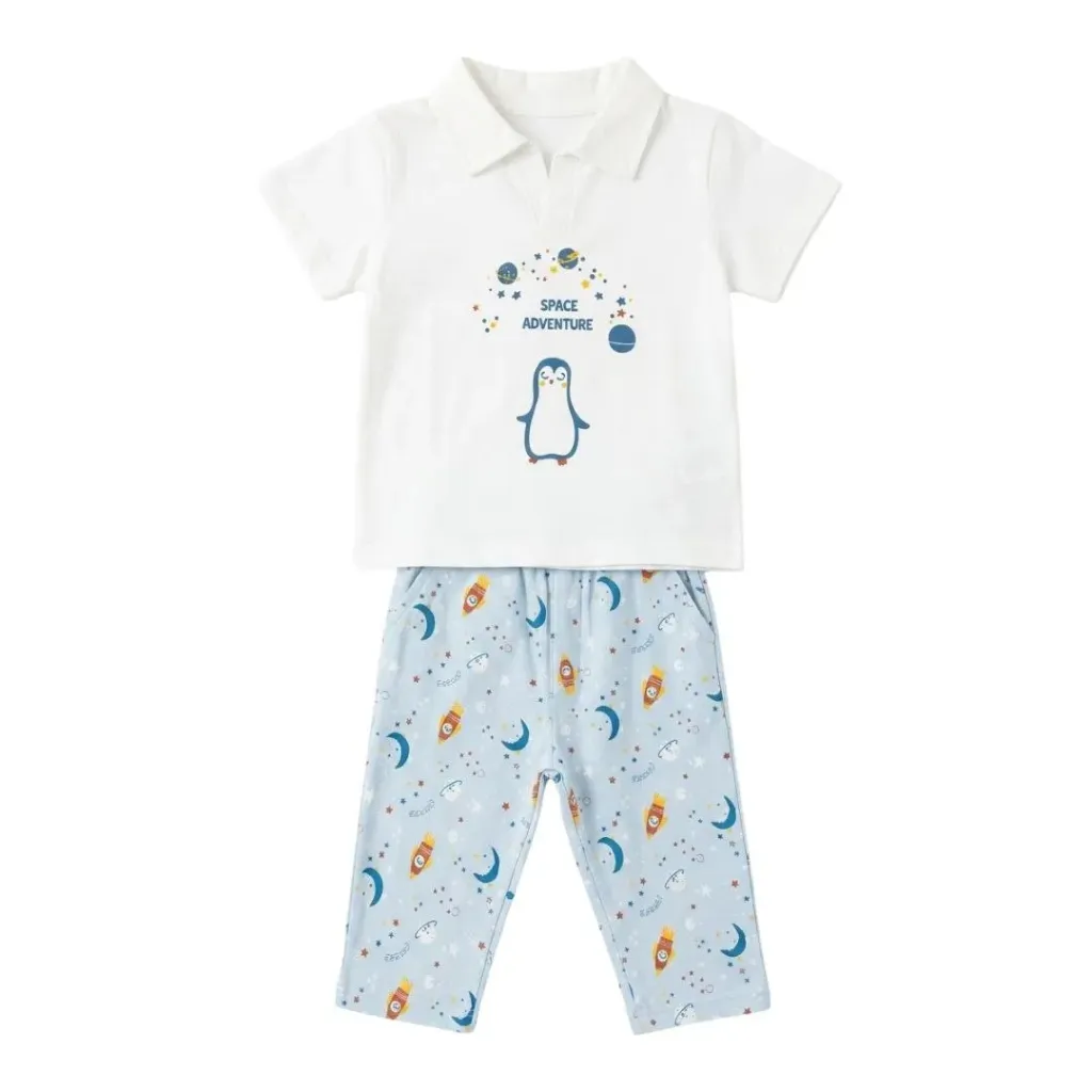 [1-1293-26] Junior space penguin baby pyjama 2pcs (6)