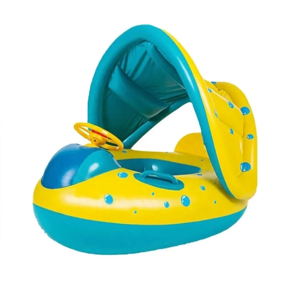 [1502-1-blu] Car float swim ring with canopy (ازرق)