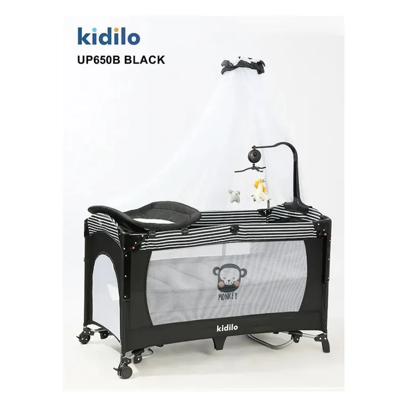 [UP650X-blk] سرير اطفال متنقل من كيديلو UP650X (اسود)