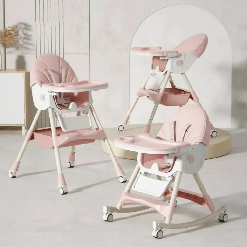 [8131A-pink] كرسي طعام هزاز من كيديلو (بينك)