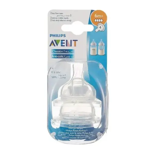 [SCF634/27] Philips Avent Anti colic Baby Teat Fast Flow 6m+ ( 2 Pack) 