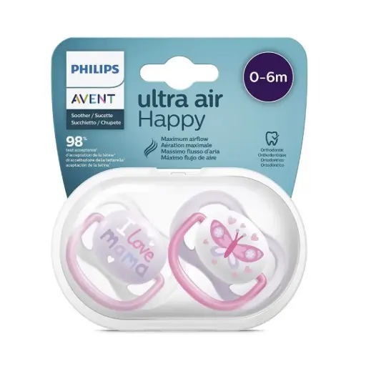 [SCF080/02] Philips Avent Pacifier Air Coll 0-6m- 2Pack (girl)